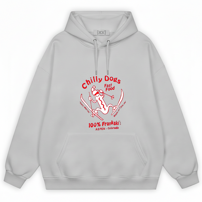 Chilly Dogs Skiing Dachshund Retro Funny Graphic Hoodie H1131