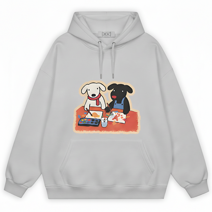 Painting Dogs Cute Duo Funny Graphic Hoodie H1117