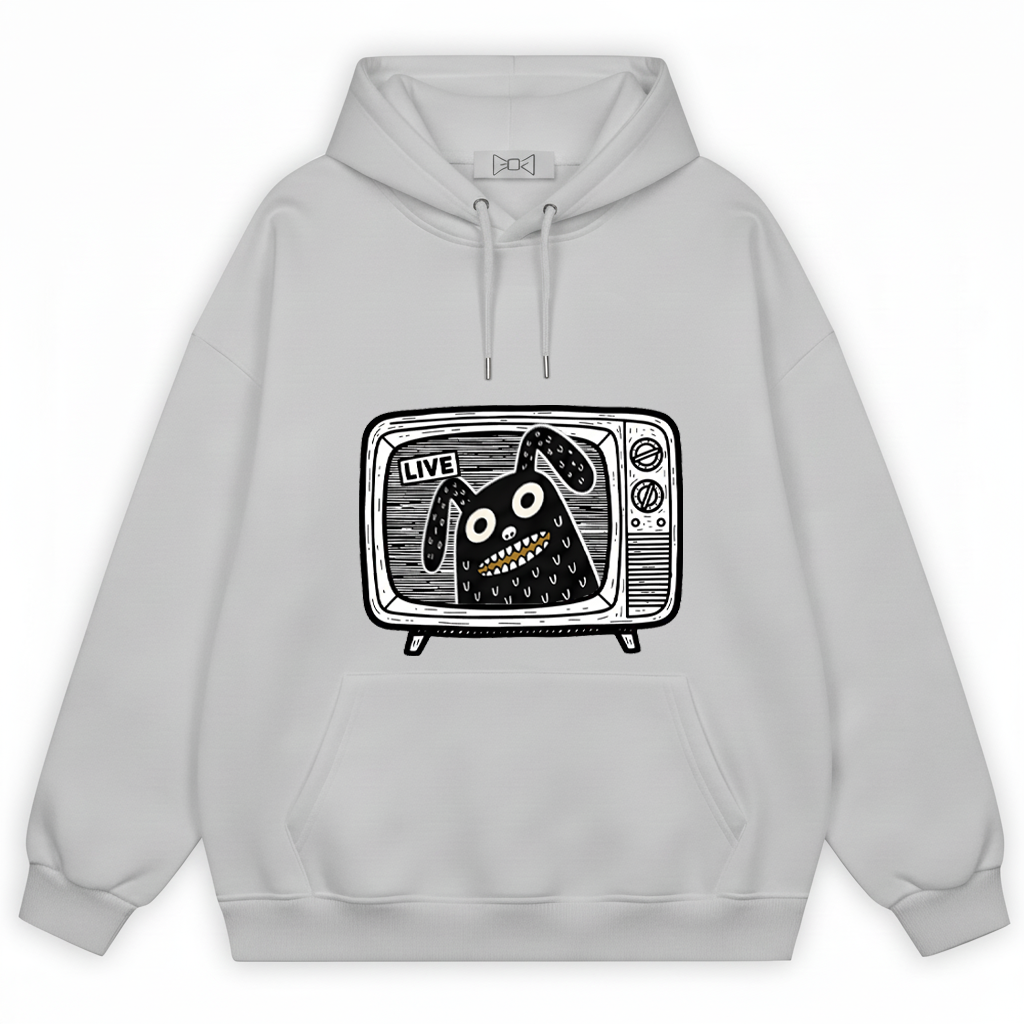 Live on TV Funny Monster Dog Retro Graphic Hoodie H1127