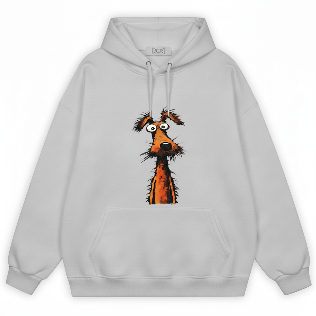 Crazy Stare Funny Scruffy Dog Minimalist Graphic Hoodie H1140