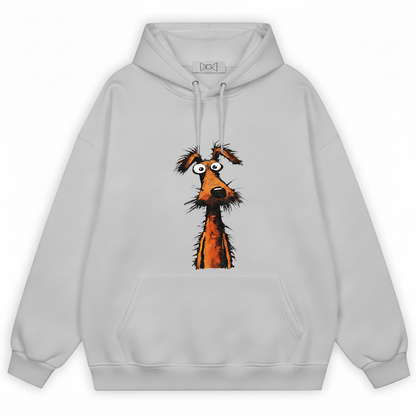 Crazy Stare Funny Scruffy Dog Minimalist Graphic Hoodie H1140