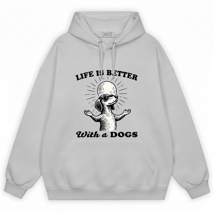"Life Is Better With a Dog" Retro Dachshund Hoodie H1120