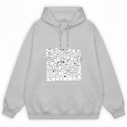 All the Dogs Minimalist Doodle Crowd Graphic Hoodie H1132