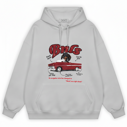 "Woof Turn Right" Funny Dachshund Driving Hoodie H1134