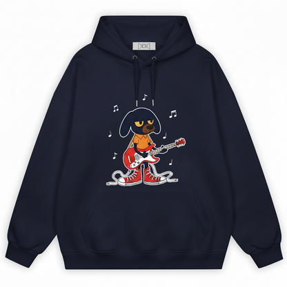 Rock Dog Guitar Player Cool Cartoon Graphic Hoodie H1143