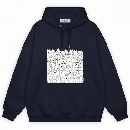 All the Dogs Minimalist Doodle Crowd Graphic Hoodie H1132