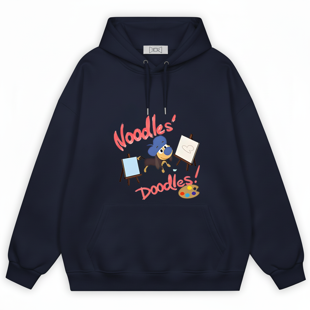 "Noodles' Doodles" Cute Artist Dachshund Graphic Hoodie H1142
