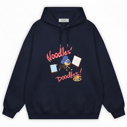 "Noodles' Doodles" Cute Artist Dachshund Graphic Hoodie H1142