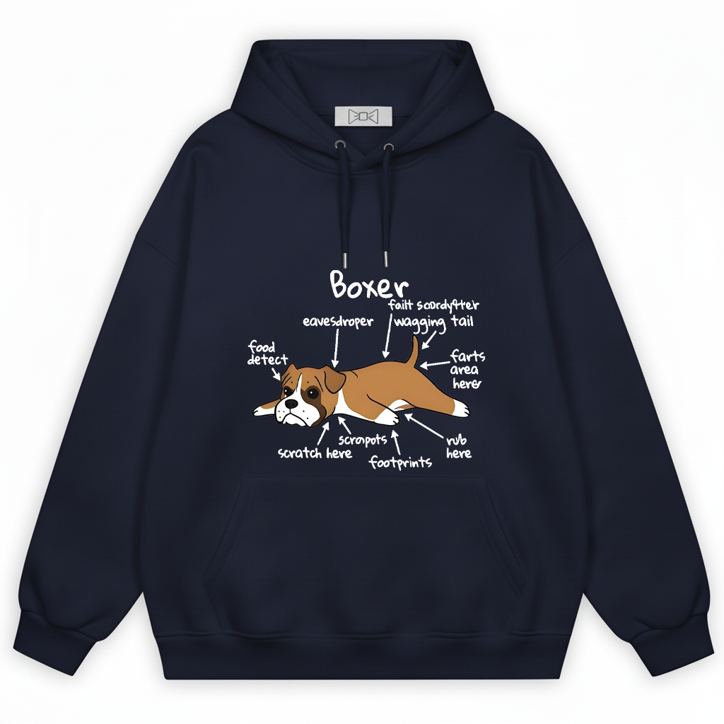 Funny Boxer Dog Anatomy Diagram Graphic Hoodie H1141