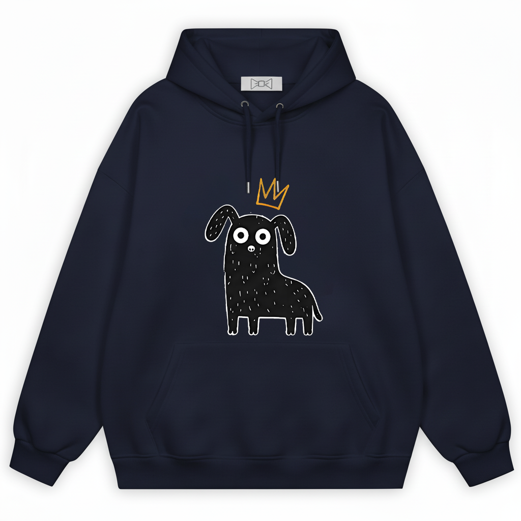 Crown Dog Minimalist Doodle Graphic Hoodie H1122