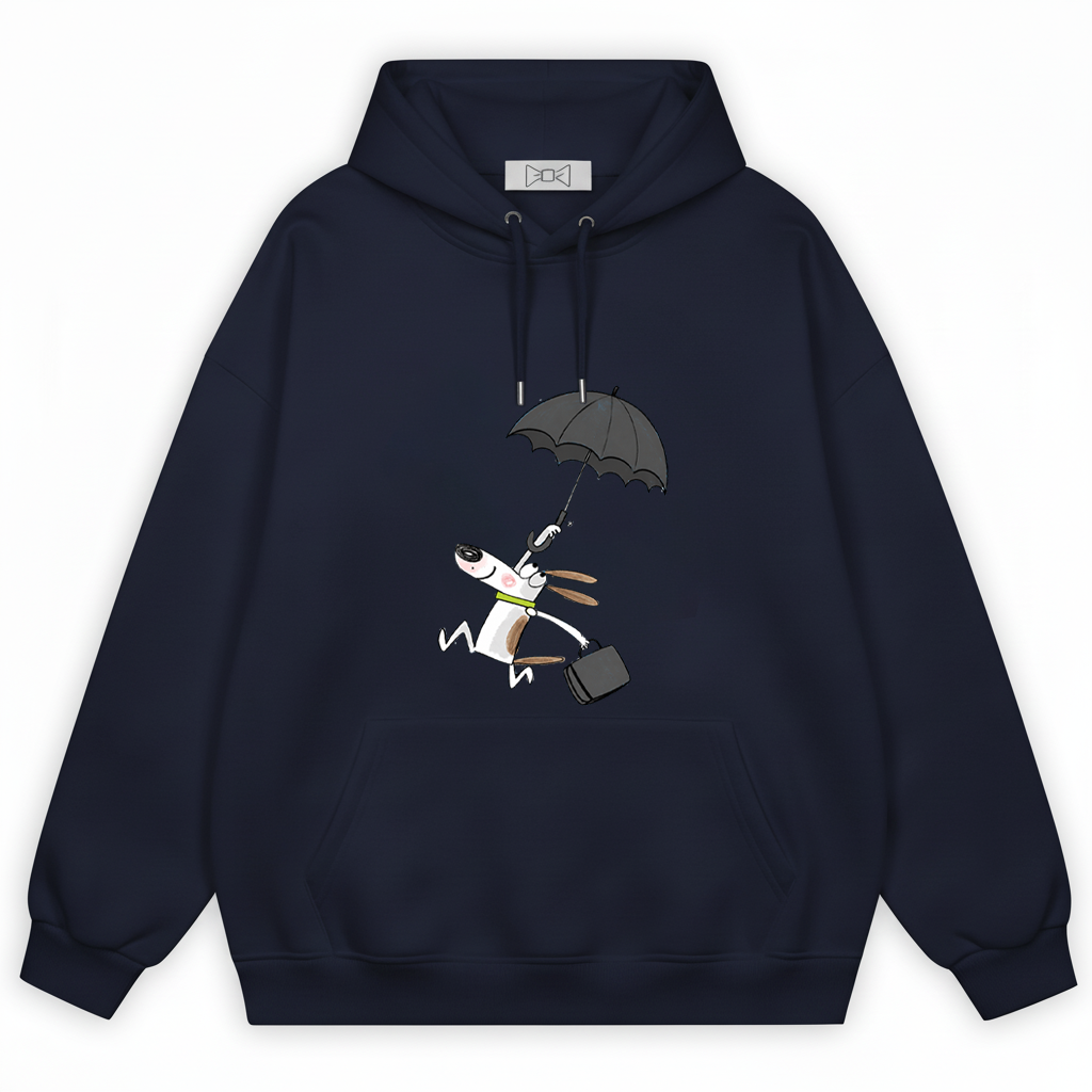 Flying Umbrella Dog Cute Minimalist Graphic Hoodie H1146