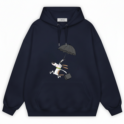 Flying Umbrella Dog Cute Minimalist Graphic Hoodie H1146