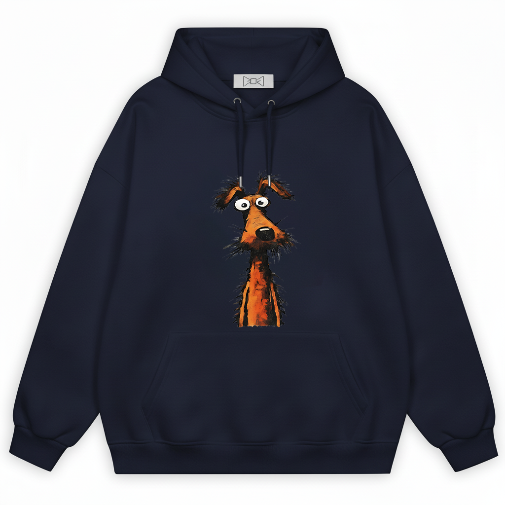Crazy Stare Funny Scruffy Dog Minimalist Graphic Hoodie H1140