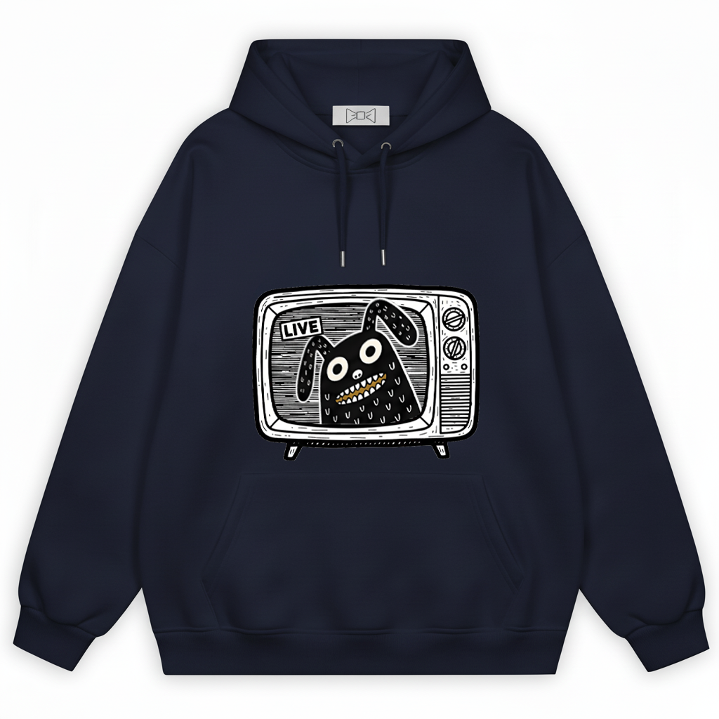 Live on TV Funny Monster Dog Retro Graphic Hoodie H1127