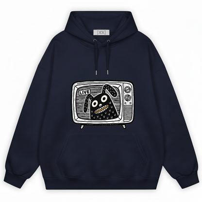 Live on TV Funny Monster Dog Retro Graphic Hoodie H1127