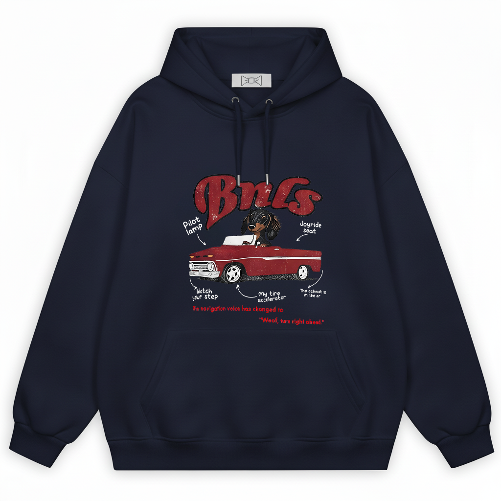 "Woof Turn Right" Funny Dachshund Driving Hoodie H1134