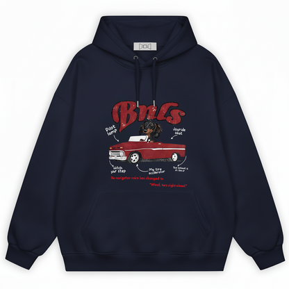 "Woof Turn Right" Funny Dachshund Driving Hoodie H1134