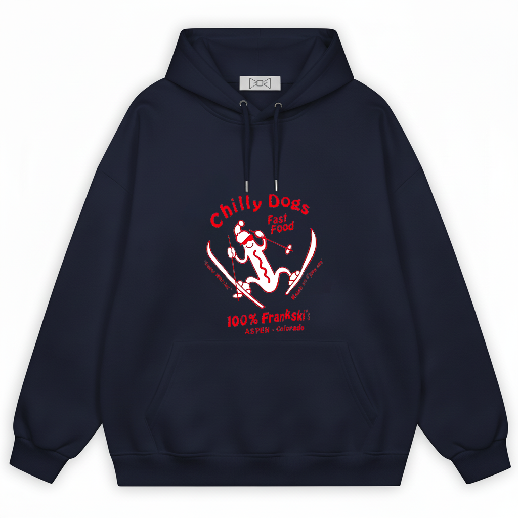 Chilly Dogs Skiing Dachshund Retro Funny Graphic Hoodie H1131