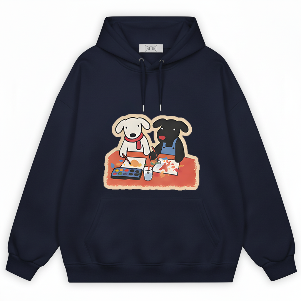 Painting Dogs Cute Duo Funny Graphic Hoodie H1117