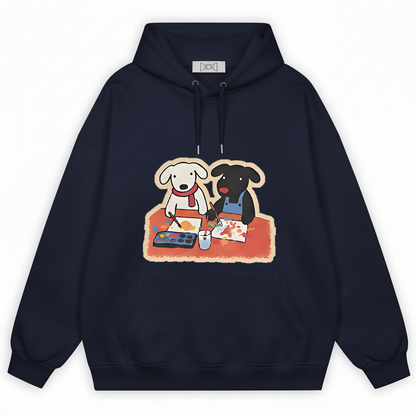 Painting Dogs Cute Duo Funny Graphic Hoodie H1117