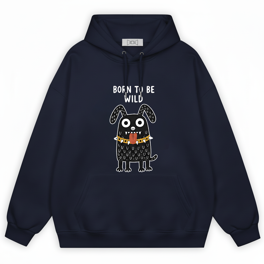 "Born to Be Wild" Punk Monster Dog Graphic Hoodie H1144