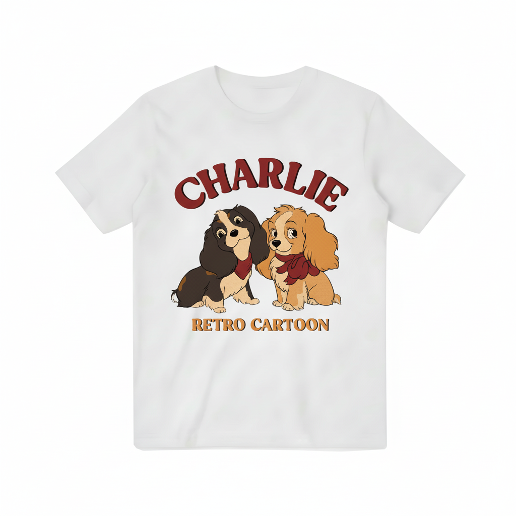 Charlie Retro Cartoon Cocker Spaniel Graphic T-Shirt T3098