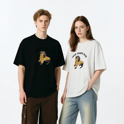 Striped Sweater Dog Graphic Tee Funny Animal Lover  T7003