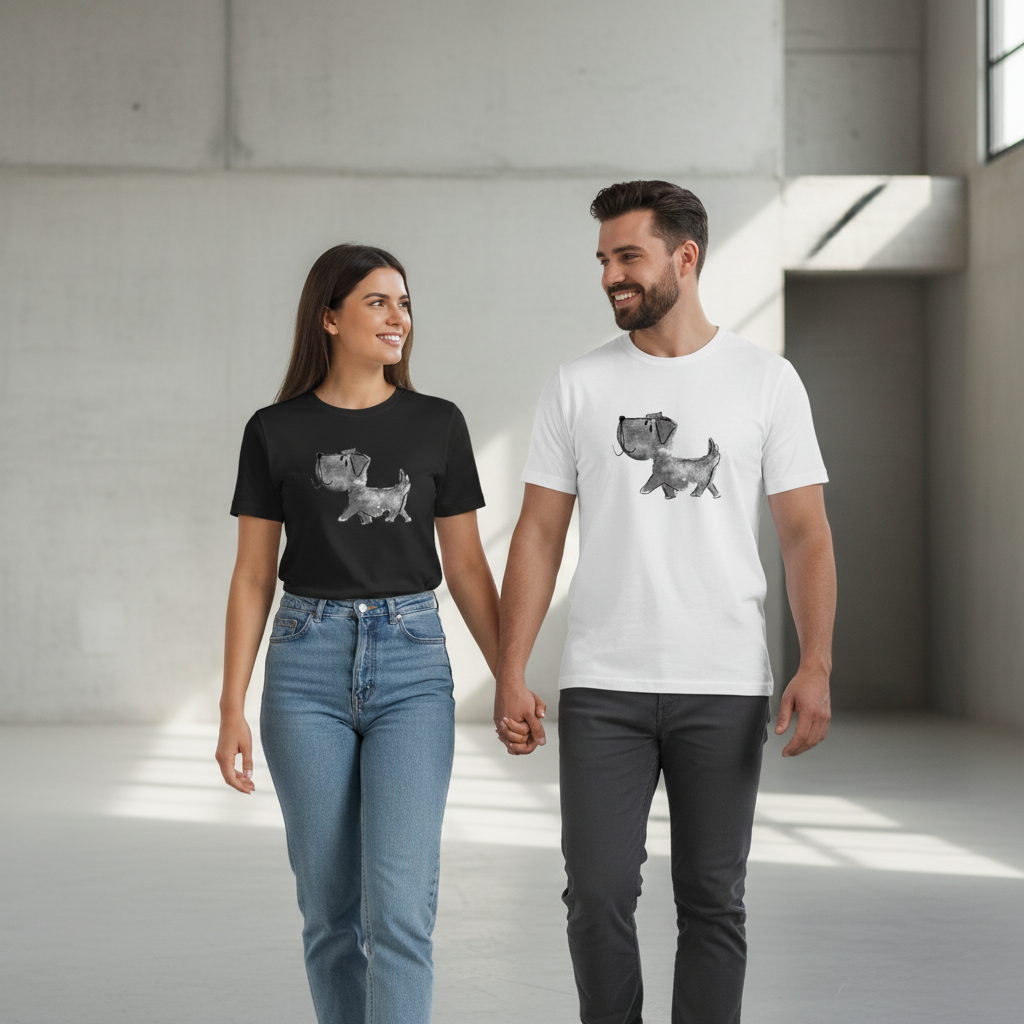 Watercolor Dog Graphic Tee Minimalist Animal Lover  T7000