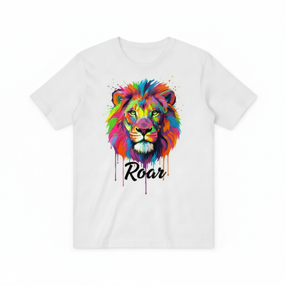 Vibrant Rainbow Lion 'Roar' Graphic T-Shirt T3017