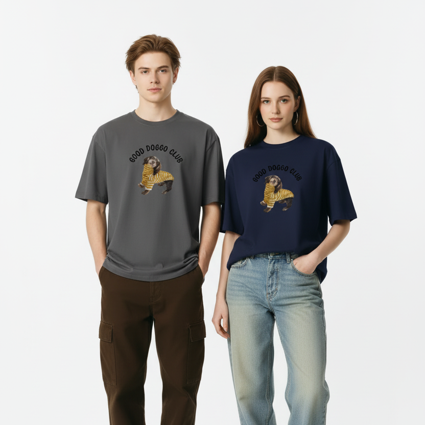 Striped Sweater Dog Graphic Tee Funny Animal Lover  T7003