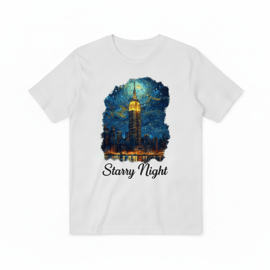 Midnight Over Manhattan Starry Skyline Art T-Shirt T3014