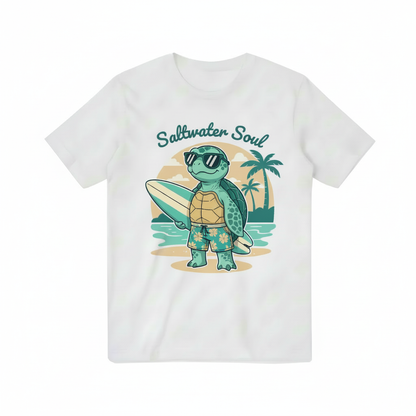 Saltwater Soul Turtle Surfing Graphic T-Shirt T3077