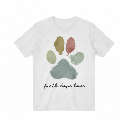 Faith Hope Love Paw Print Dog Lover Graphic Tee T7082