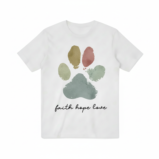 Faith Hope Love Paw Print Dog Lover Graphic Tee T7082