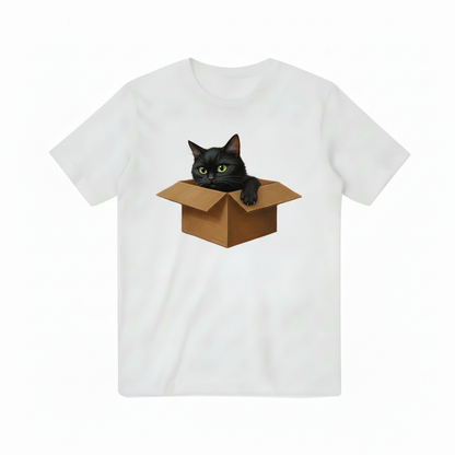 Black Cat Playing Box Cute Graphic T-Shirt T3062