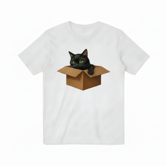Black Cat Playing Box Cute Graphic T-Shirt T3062