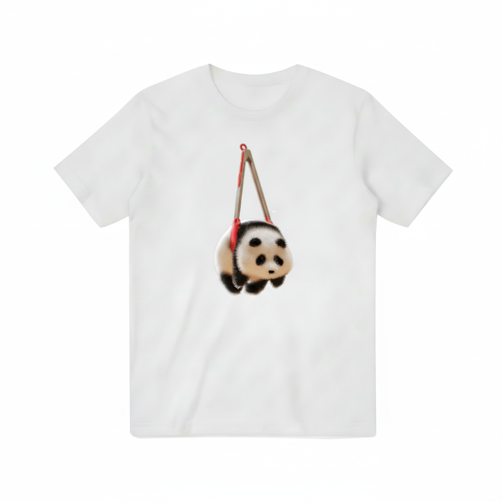 Hanging Panda Bun Graphic Tee - Funny Dumpling T-Shirt T3066