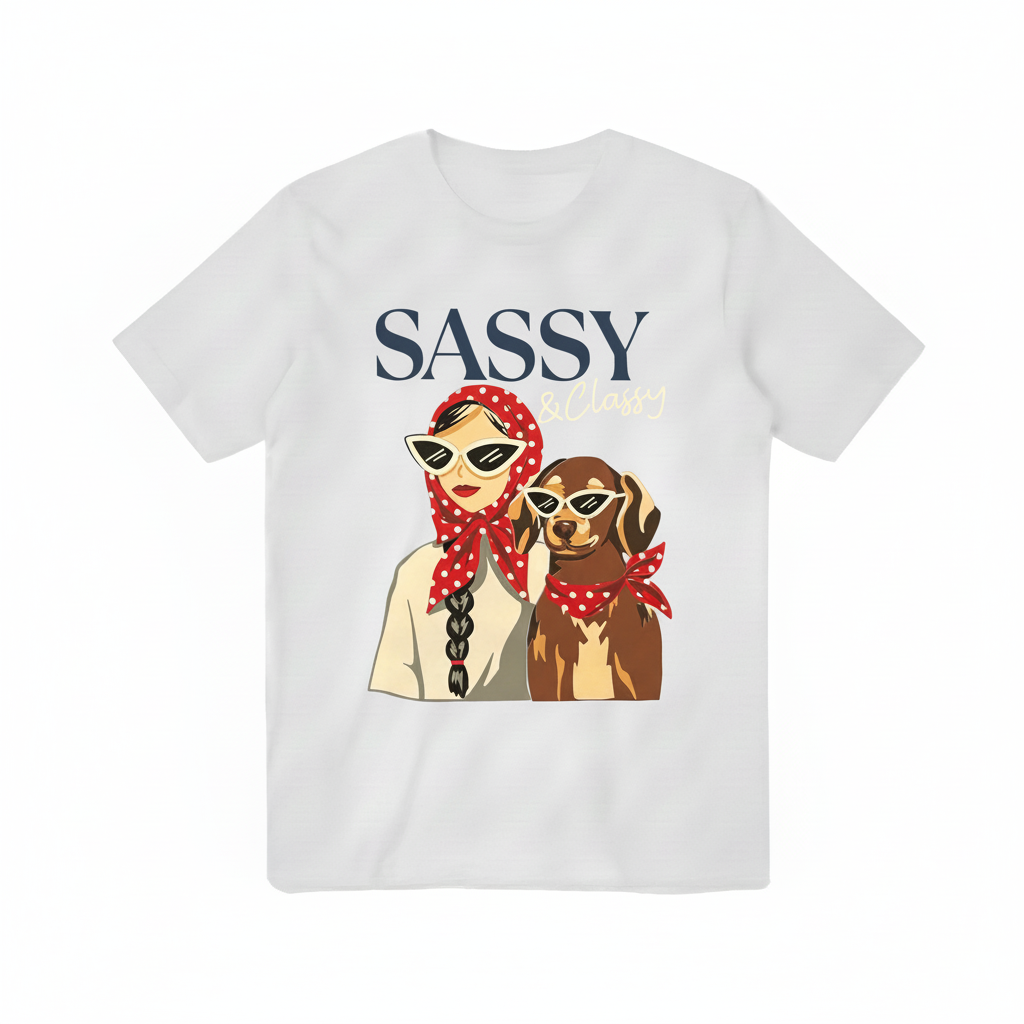 Sassy & Classy Dog Lover Retro Graphic T-Shirt T3096