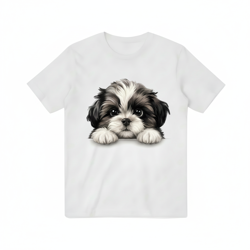 Cute Shih Tzu Peeking Graphic Tee – Dog Lover Gift T7084