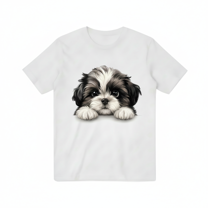 Cute Shih Tzu Peeking Graphic Tee – Dog Lover Gift T7084