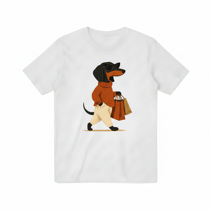Stylish Dachshund Shopping Graphic T-Shirt T3099