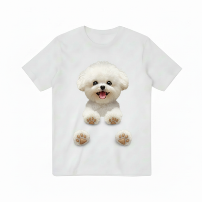 Fluffy Bichon Frise Peeking Funny Dog Lover Tee T7080