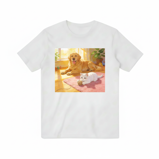 Golden Retriever and Cat Graphic Tee - Pet Lover T-Shirt T3067