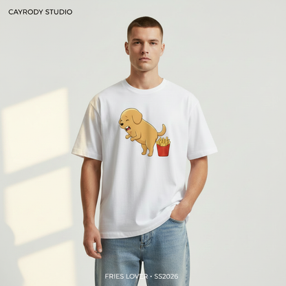 Funny Golden Retriever Fries Graphic T-Shirt T7095