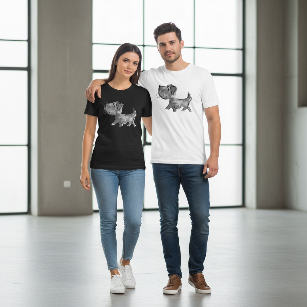 Watercolor Dog Graphic Tee Minimalist Animal Lover  T7000