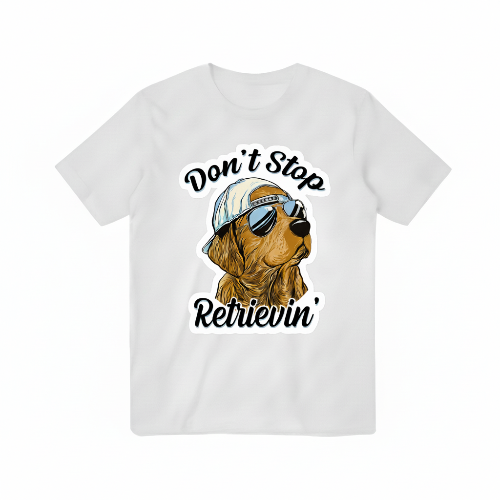 Don't Stop Retrievin' Golden Retriever Funny Graphic T-Shirt T3095