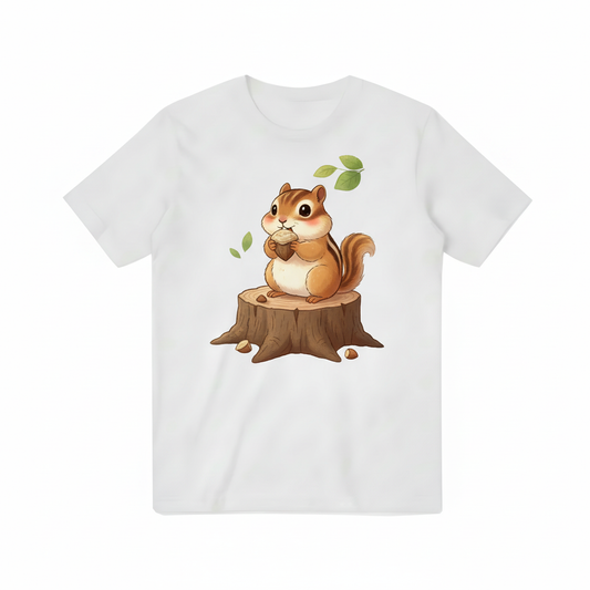 Cute Chipmunk Eating Nuts Graphic T-Shirt T3063
