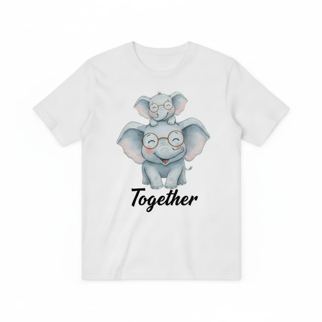 Tiny Trunk, Big Love Elephant Mom & Baby T-Shirt T3007