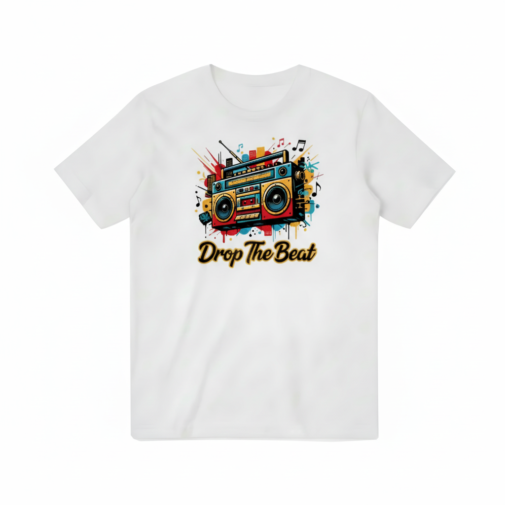Retro Graffiti Boombox Drop The Beat Music Lover T-Shirt T3004