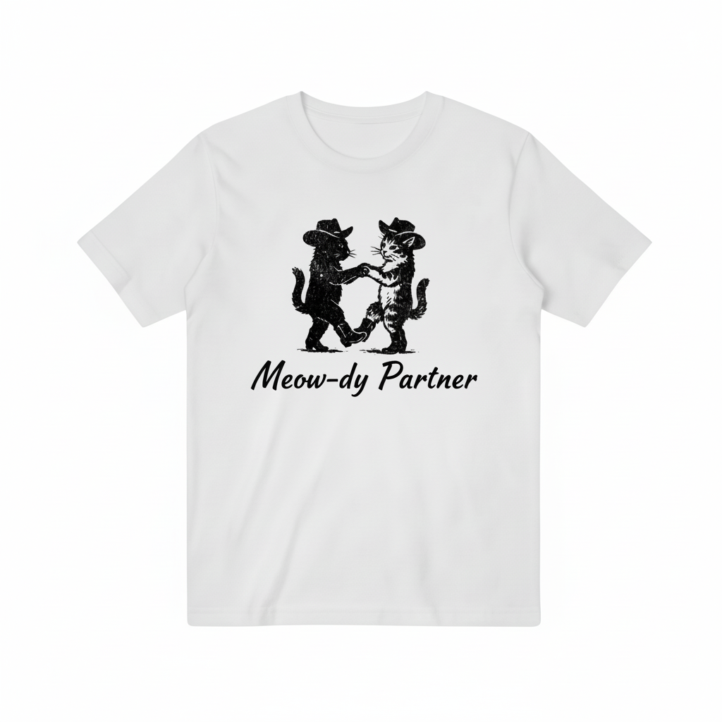 Meow-dy Partner T-shirt - Pure White Background